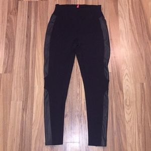 Spanx black leggings with faux leather side size S